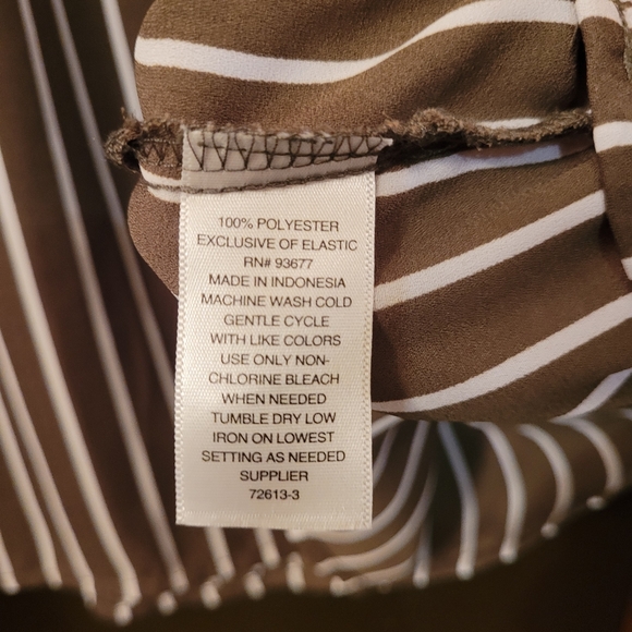 ANA Stripped White and Olive Blouse Large - Picture 4 of 4